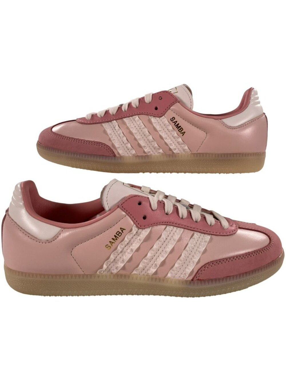 Adidas Samba OG Ruffle Stripes Sneakers Pink/White Leather Women's Sz 7.5 NEW